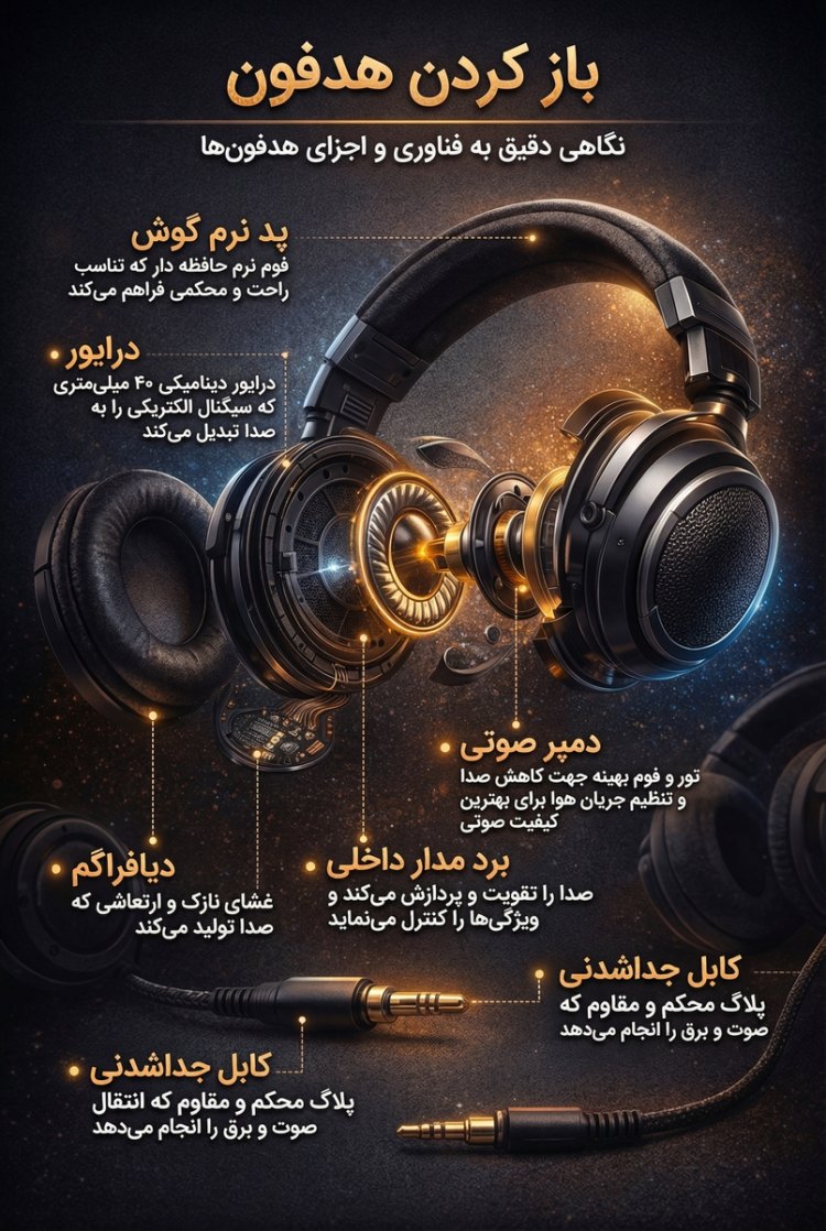 اجزای مختلف هدفون